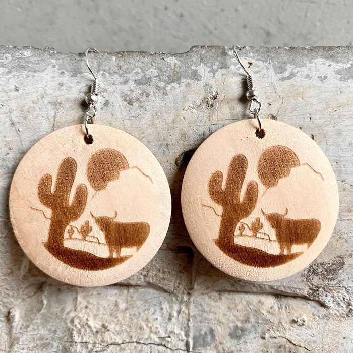 Fashion Personality Solid Wood Women's Earrings Accessories