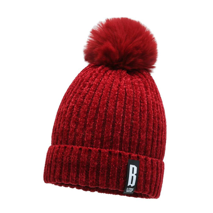 Winter Hats for Woman Thicker Beanies Chenille Ball Knitted Cap