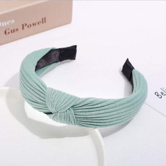 New Flower Headband Women Solid Color Knotted Hairband