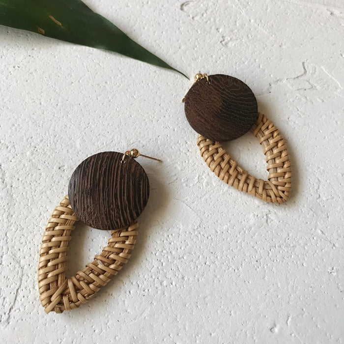 Fashion Geometric Square Water Droplets Rattan Earrings
