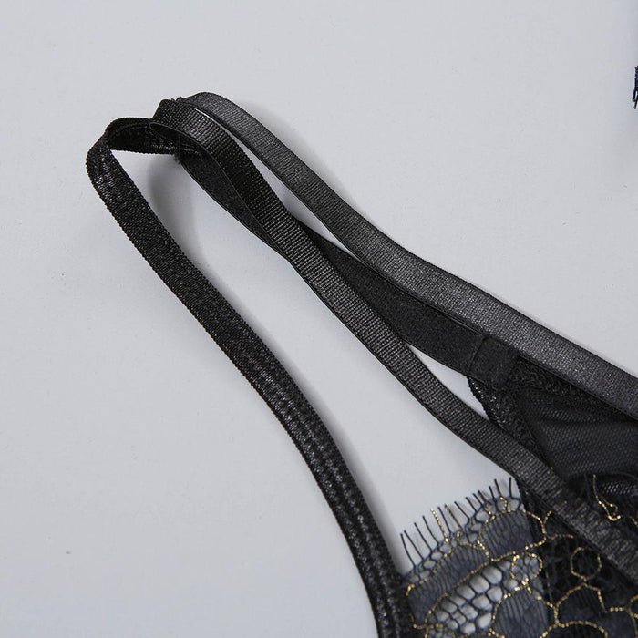 Women's Eyelash Lace Lingerie Sexy Garter Underwear Set