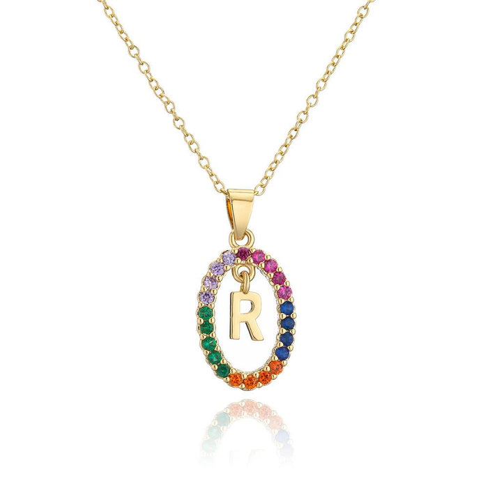 Ins Small Fresh 26 English Letter Zircon Pendant Necklace