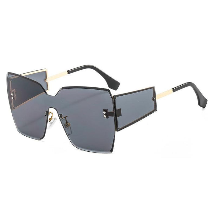 Large frame frameless one-piece men's and women's Sunglasses