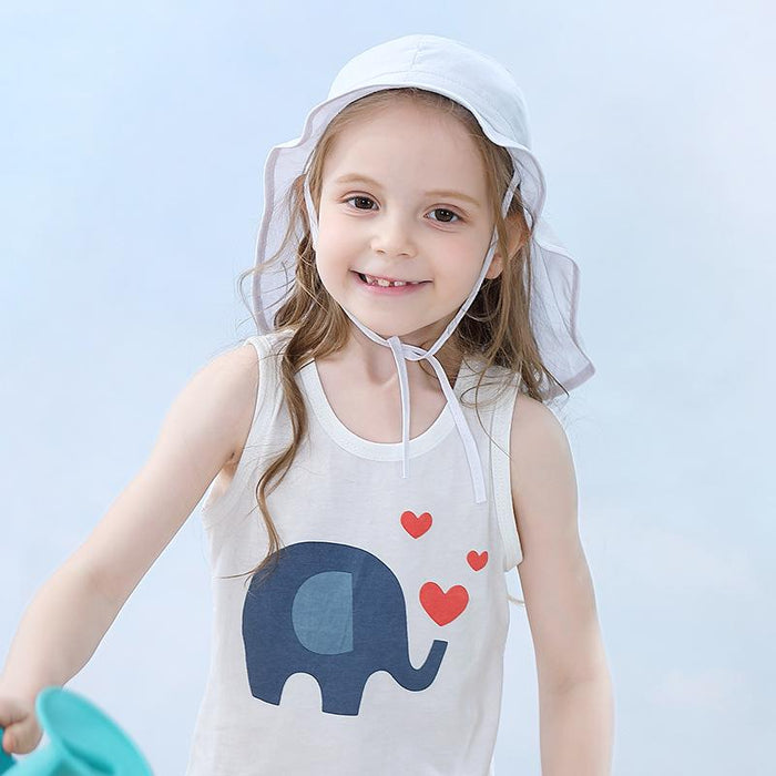 Pure Cotton Summer UV Proof Children's Sunscreen Shawl Hat