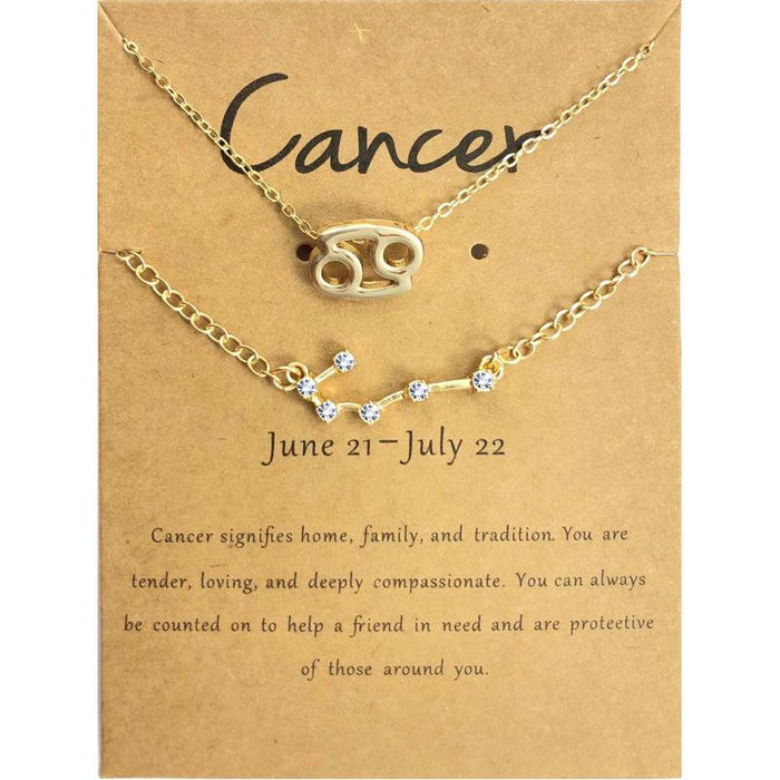 Twelve Constellations Necklace Diamond Bracelet Card Set