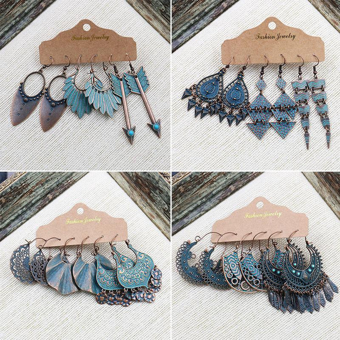 3 pairs/set Earrings Bohemian Style Jewelry X0X36216