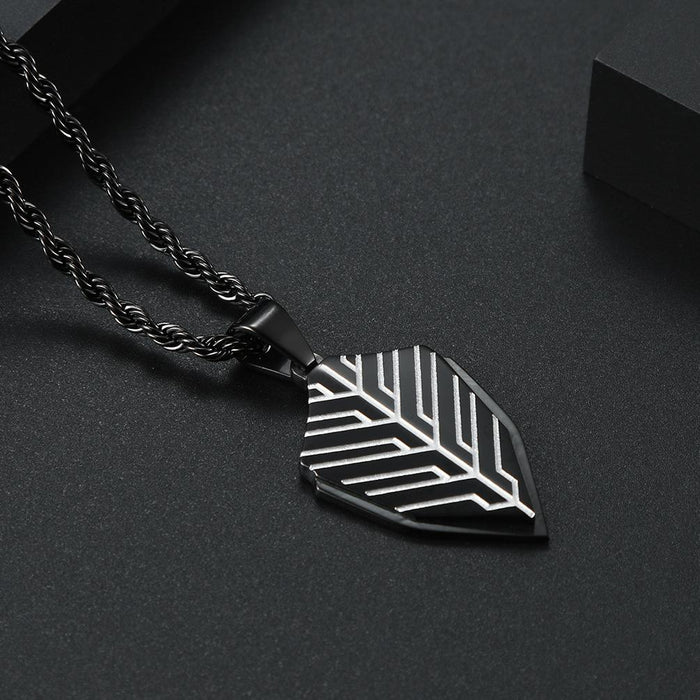 Cool Men's Battle Shield Titanium Steel Pendant Necklace