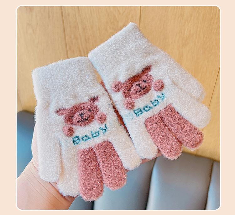 Winter Baby Sweet Cartoon Knitted Yarn Keep Warm Gloves