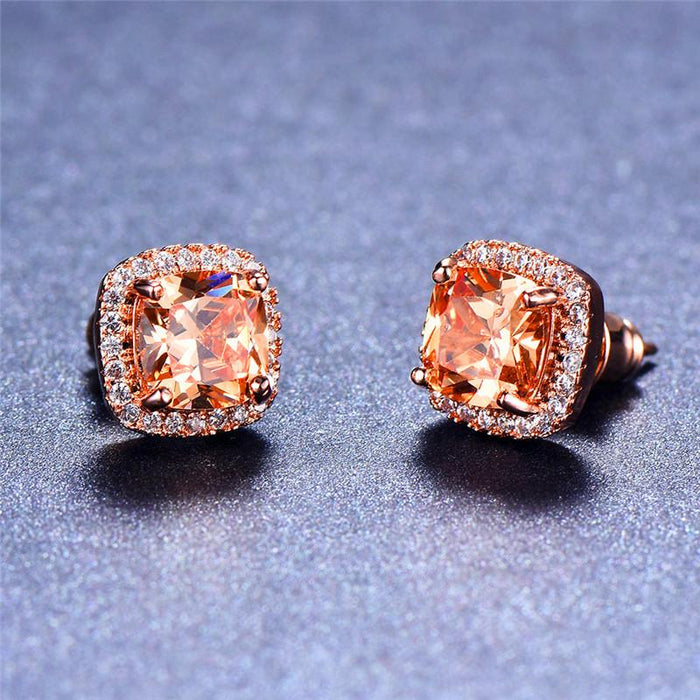 Yellow Pink Zircon Earrings Fashion Wedding Jewelry