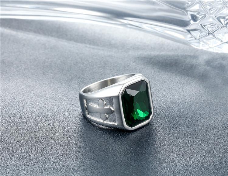 Personality Punk Cross Men's Titanium Steel Gem Ring Foreign Trade Jewelry