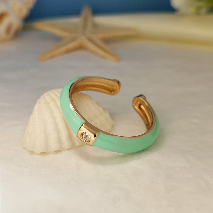 Ins Design Simple Color Oil Dripping Finger Ring