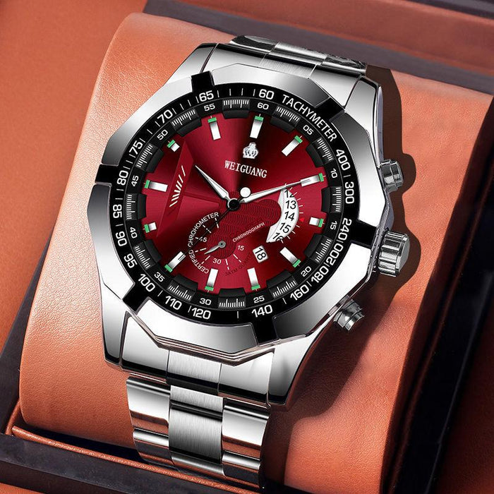 Full Steel Men Luxury Calendar Quartz Wristwatch Stylish Business Luminous Clock