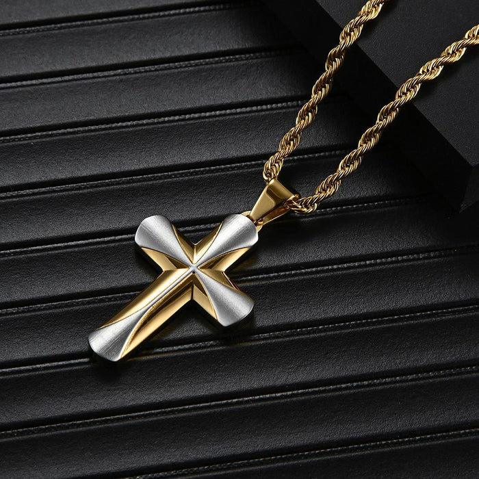 Men's Titanium Steel Stainless Steel Cross Pendant Necklace
