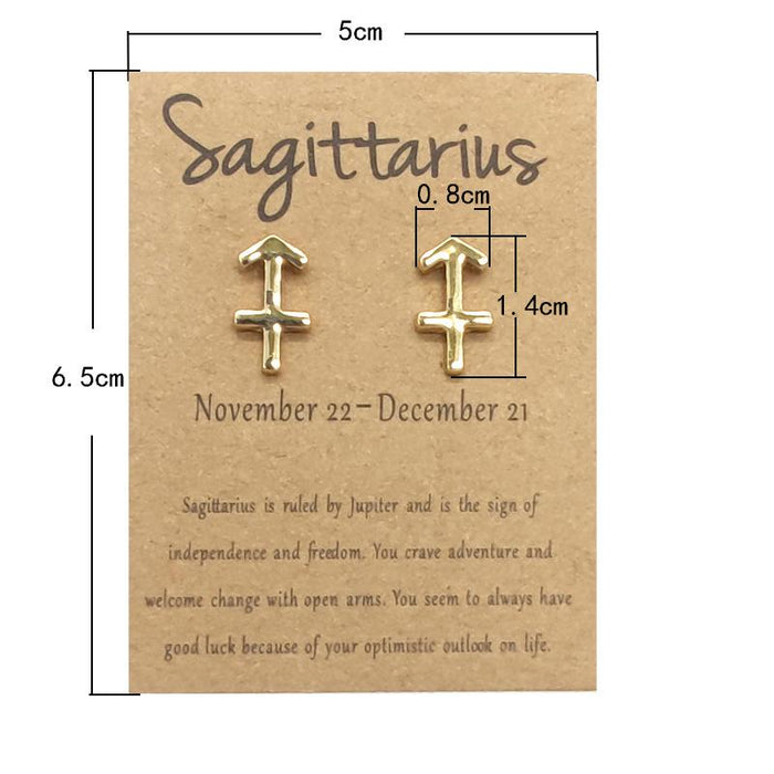 Twelve Constellations Brown Constellation Card Earrings