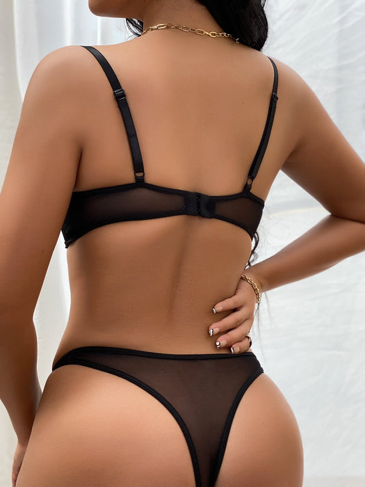 Women Sexy Lingerie Flower Lace Underwear Set