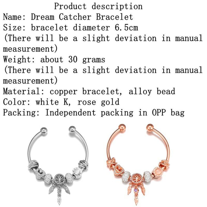 Metal Dream Catcher Bracelet Heart Spiral Cat Eye Beads