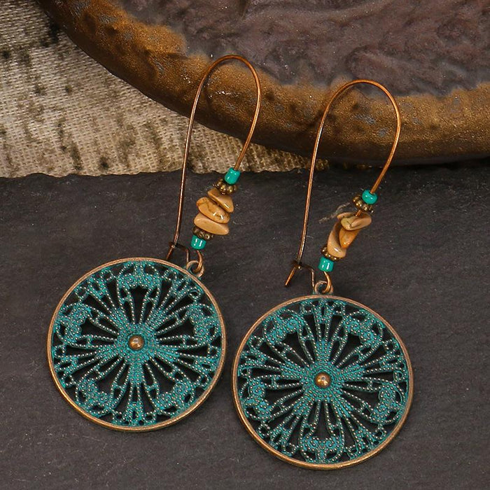 Women's Vintage Boho Greenstone Earrings