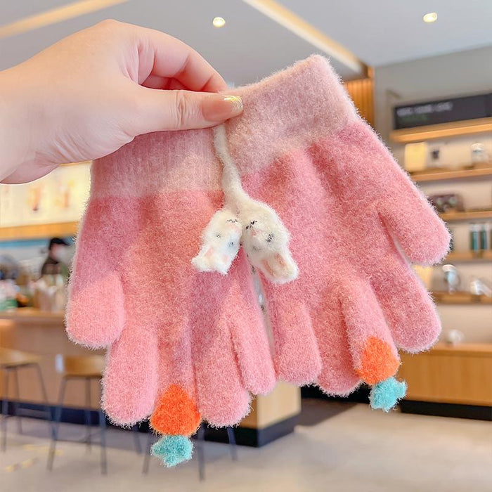 Winter Baby Sweet Cartoon Knitted Yarn Keep Warm Gloves