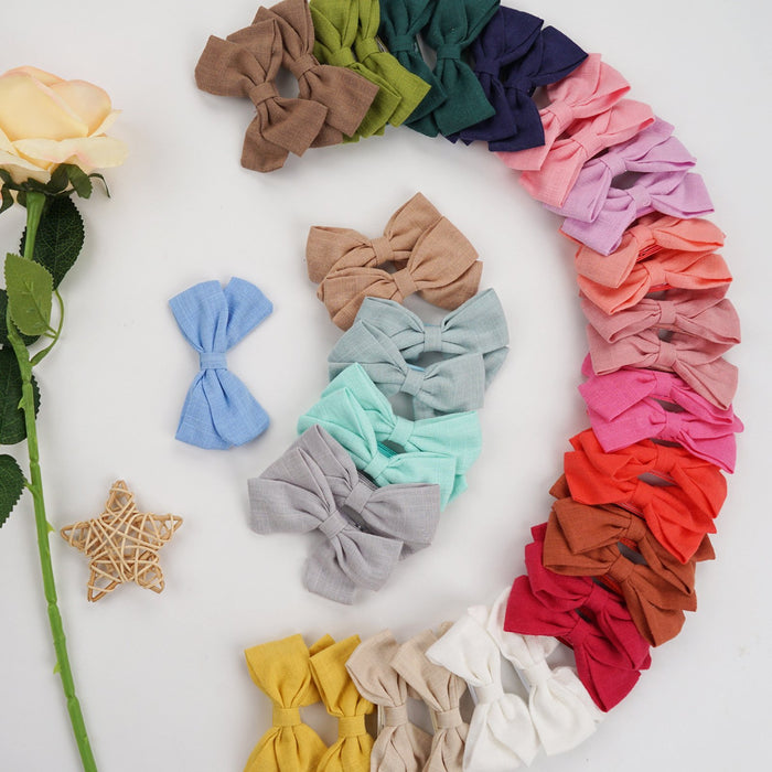 Slub cotton and linen bow hairpin