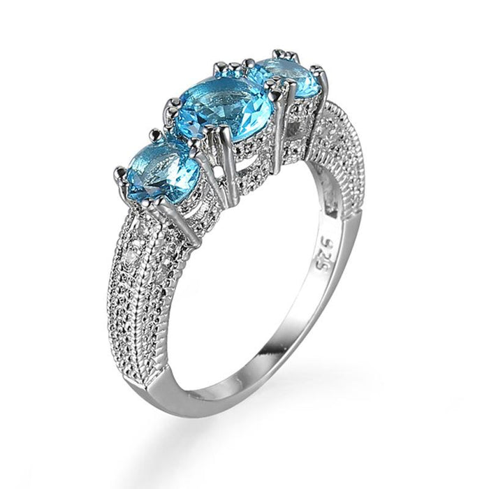 New Fashion White Blue Zircon Ring