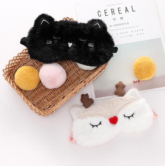 Cartoon Little Dog Elk Black Cat Shading Blindfold Eye Mask