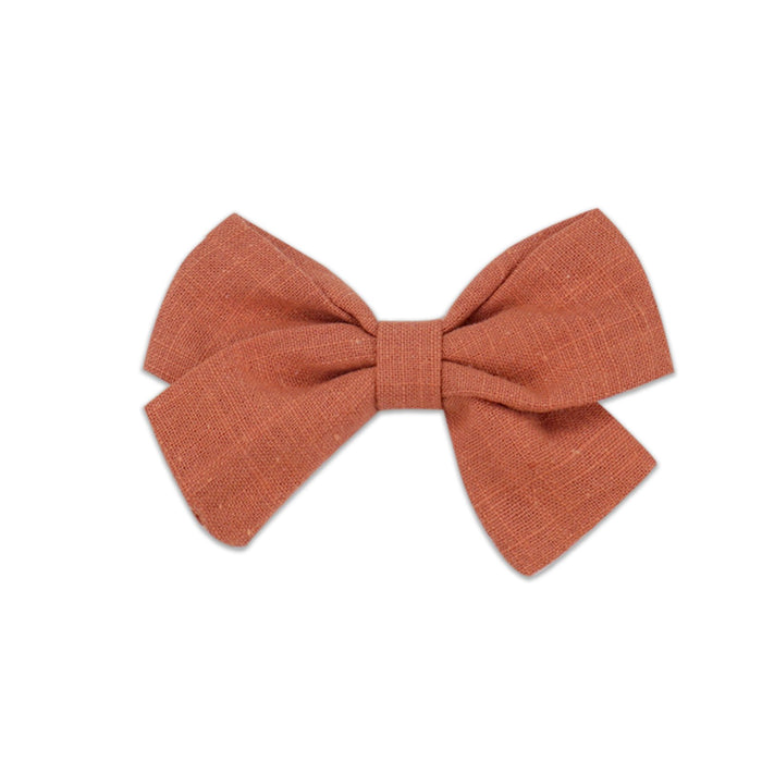 Slub cotton and linen bow hairpin