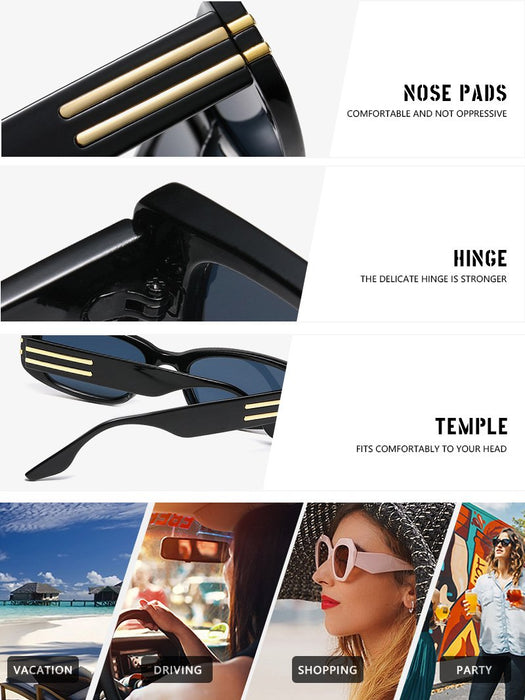 Personalized small frame sunglasses metal inlay