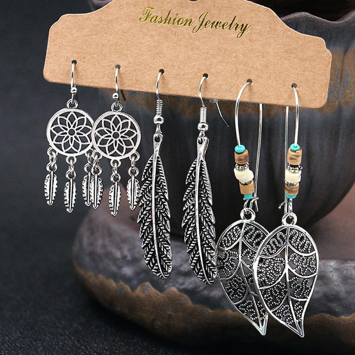 3 pairs/set Earrings Bohemian Style Jewelry X0X36196