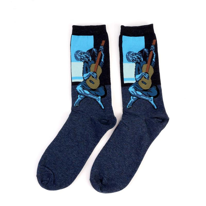 Winter Retro Women Art Van Gogh Mural World Famous Oil Painting Funny Socks