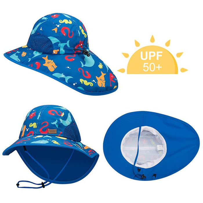 Cartoon Sea Fish Sunscreen Uv50 + Children's Shawl Hat