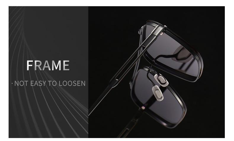 Men's and women's square metal double beam Sunglasses