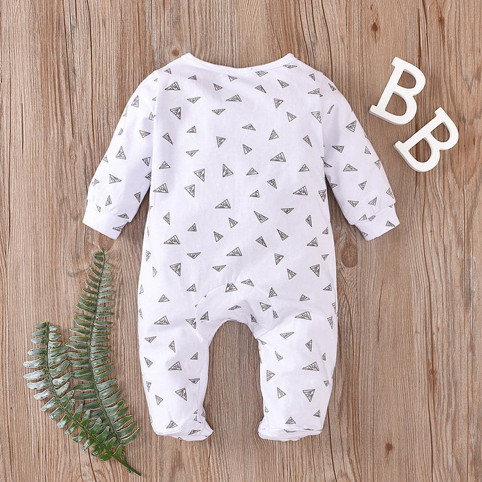 White long sleeved printed BODYSUIT