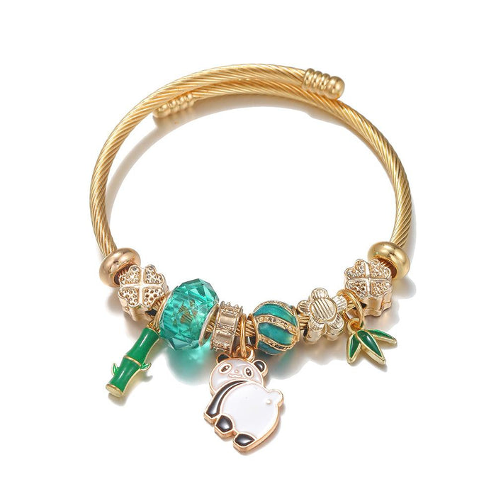 DIY Stainless Steel Titanium Steel Bracelet Green Series Panda