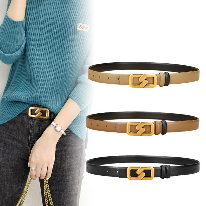New Versatile Leather Belt Jeans with