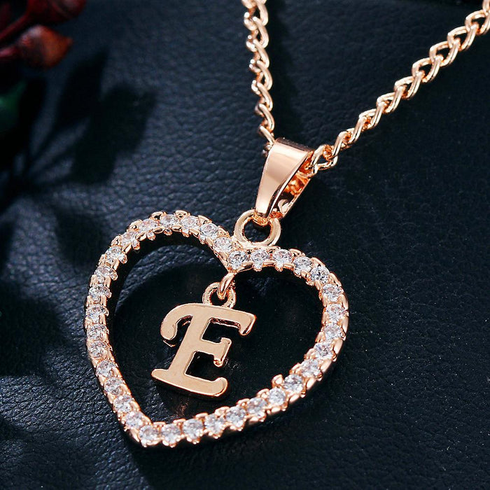 Womens Initials Heart Pendant 26 Letters Necklace