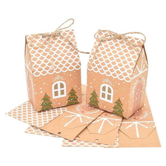 50pcs Christmas House Shape Candy Box Gift Bags