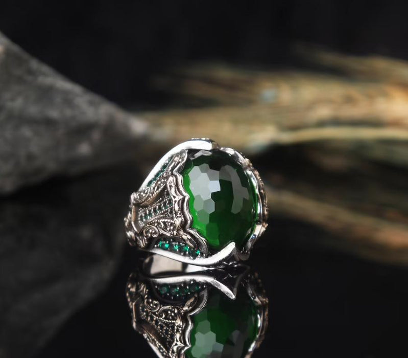 New Inlaid Green Resin Ring