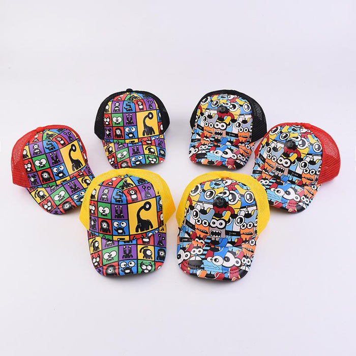 Cartoon Printed Children's Breathable Sunshade Mesh Cap
