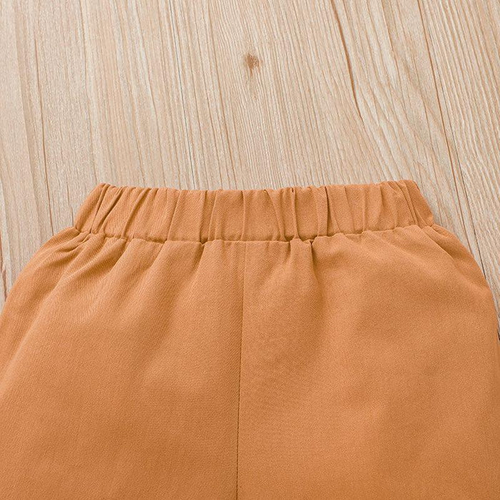 Boys' Plaid Lapel Gentlemen's Shirt & Shorts Two-piece Set