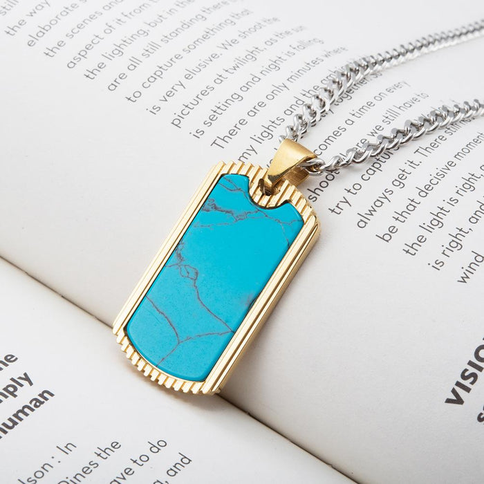 Men's Simple Inlaid Pendant Necklace Jewelry