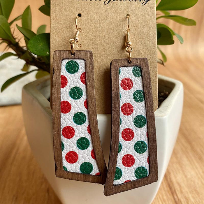 Fashion Vintage Striped Stars Women Wooden Earrings