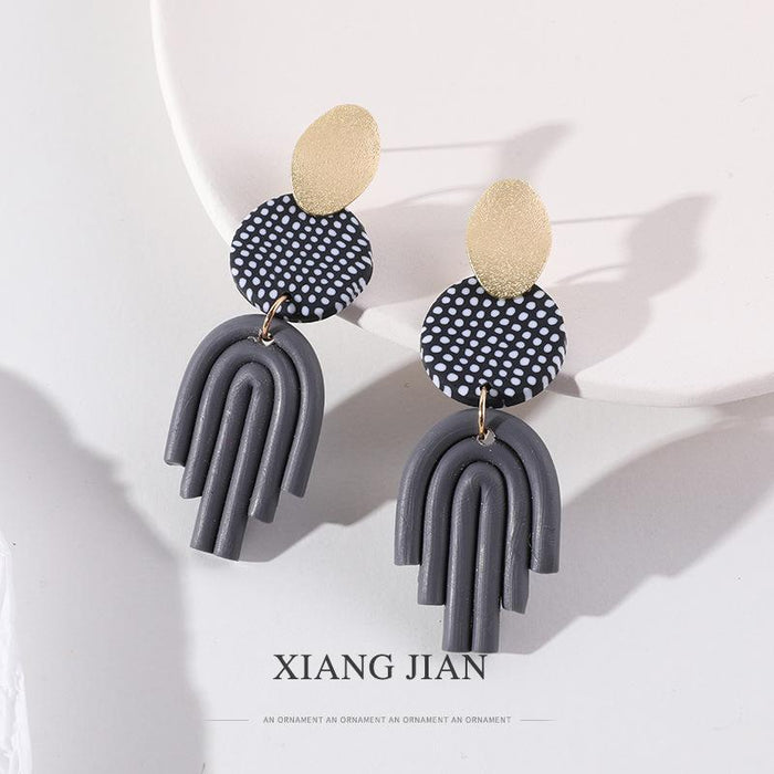 Exaggerated Personality Spotted Soft Pottery Earrings