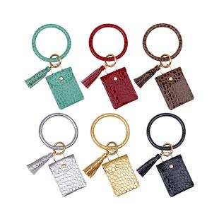 Silicone Leather PU Tassel Card Bag Bracelet Keychain