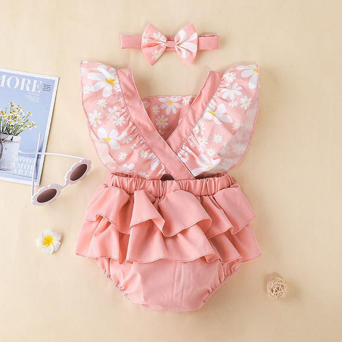 Summer Kids Clothes Suspender Lovely Flower Baby Jumpsuit