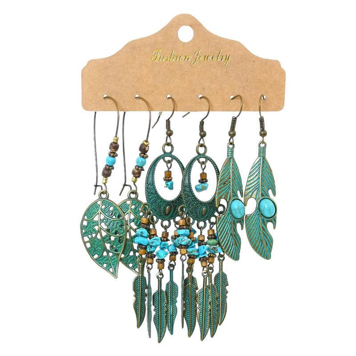 3 pairs/set Earrings Bohemian Style Jewelry X0X36195