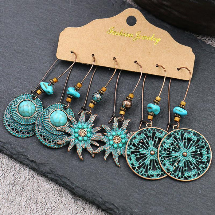 3 pairs/set Earrings Bohemian Style Jewelry X0X36193