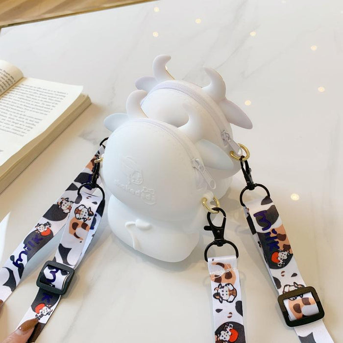 Cartoon Diagonal Bag Cow Backpack Silicone Coin Purse