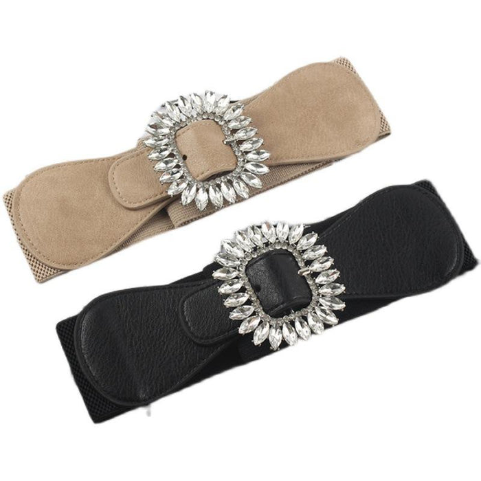 Fashion Women's Decorative Rhinestone Inlaid Wide Belt