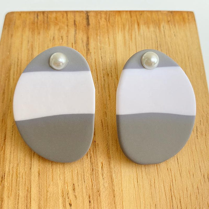 Pearl Gray Clay Soft Pottery Earrings Earrings Earrings Earrings Jewelry Irregular Geometry