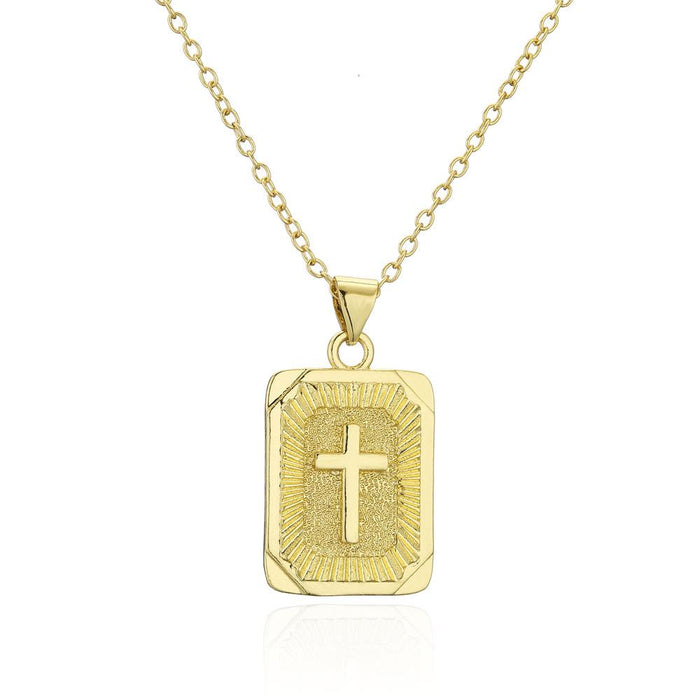 Smooth Square Cross Pendant Personality Necklace